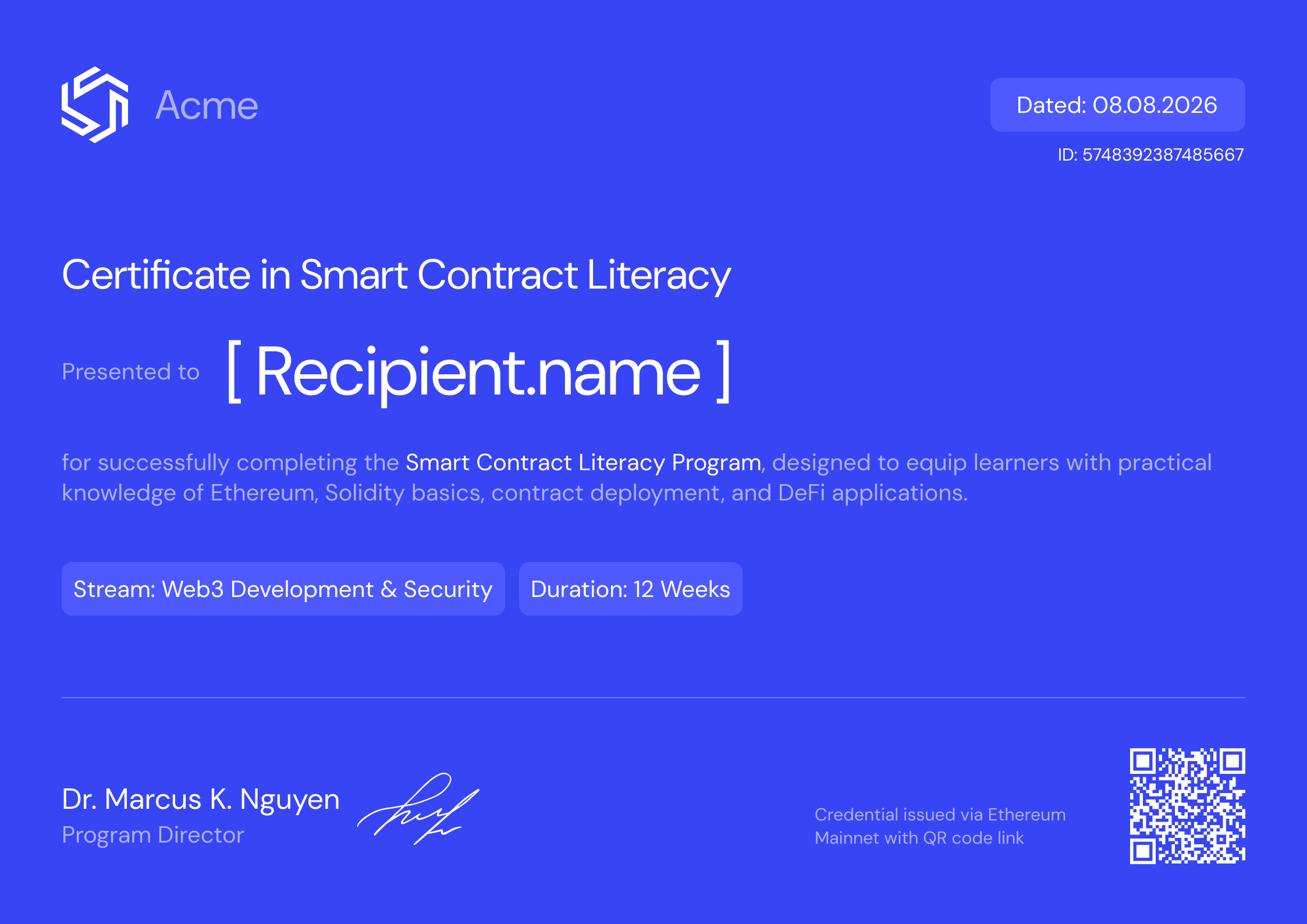 Simple and efficient crypto trading certificate template