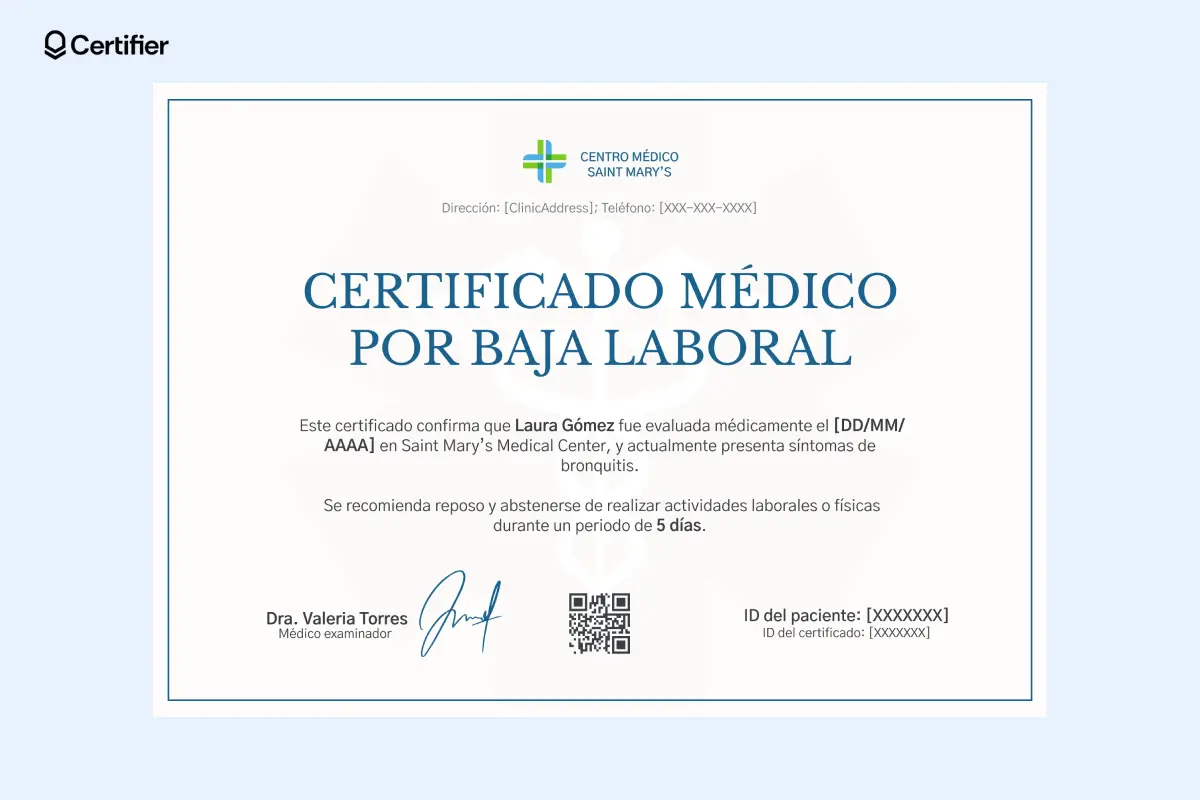 Certificado médico azul y blanco para reposo por bronquitis, excelente como certificado médico ejemplo. Certificado médico azul y blanco para reposo por bronquitis, excelente como certificado médico ejemplo.