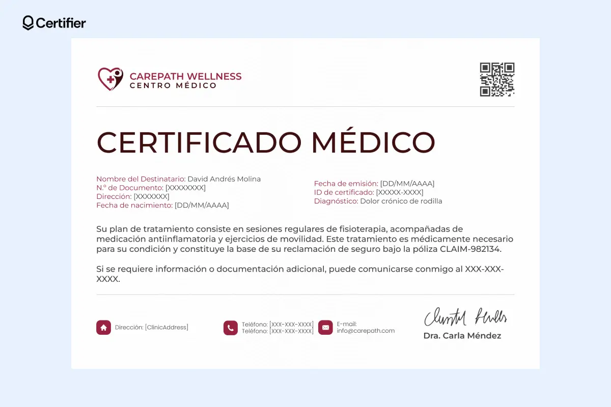 Certificado del médico con plan de tratamiento, perfecto como certificado medico editable. Certificado del médico con plan de tratamiento, perfecto como certificado medico editable.