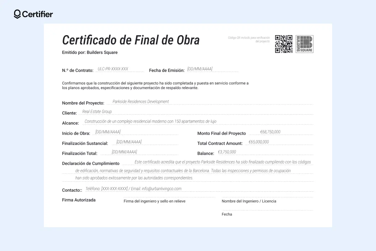 Plantilla universal de certificado de finalización con diseño en gris moderno y separación con líneas punteadas. Plantilla universal de certificado de finalización con diseño en gris moderno y separación con líneas punteadas.