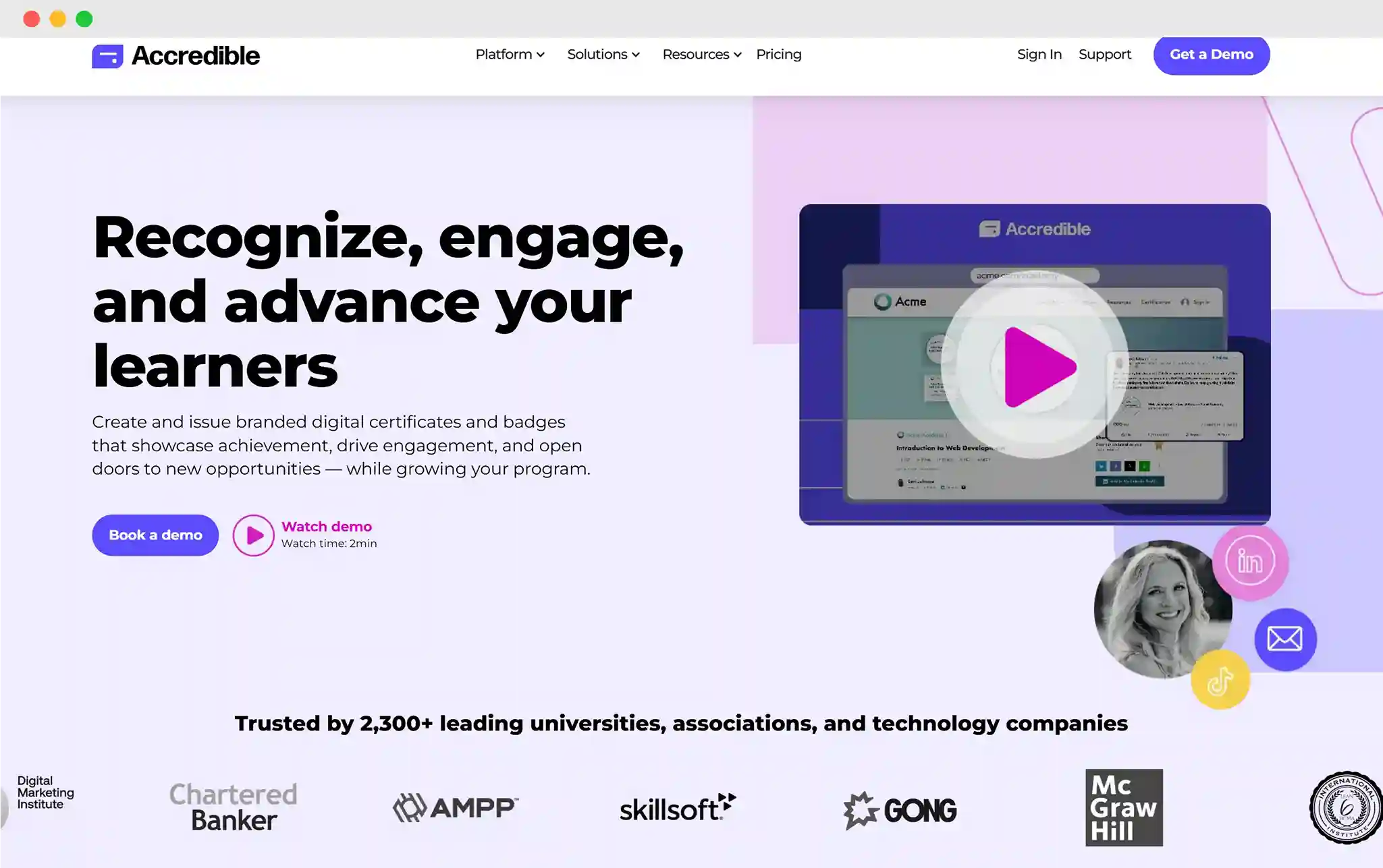 Accredible website with the headline Accredible website with the headline