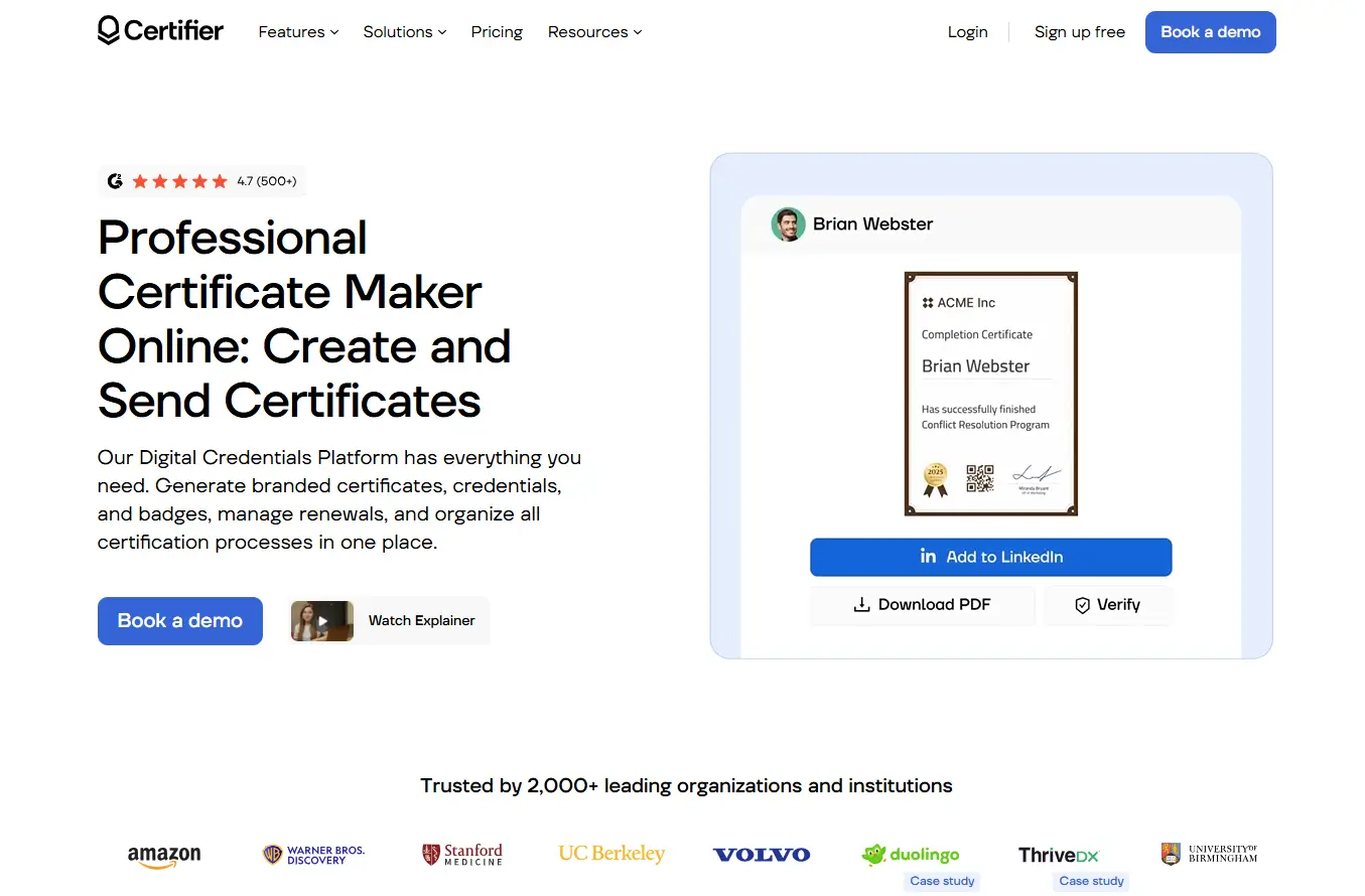 Certifier certificate maker for certification programs. Certifier certificate maker for certification programs.