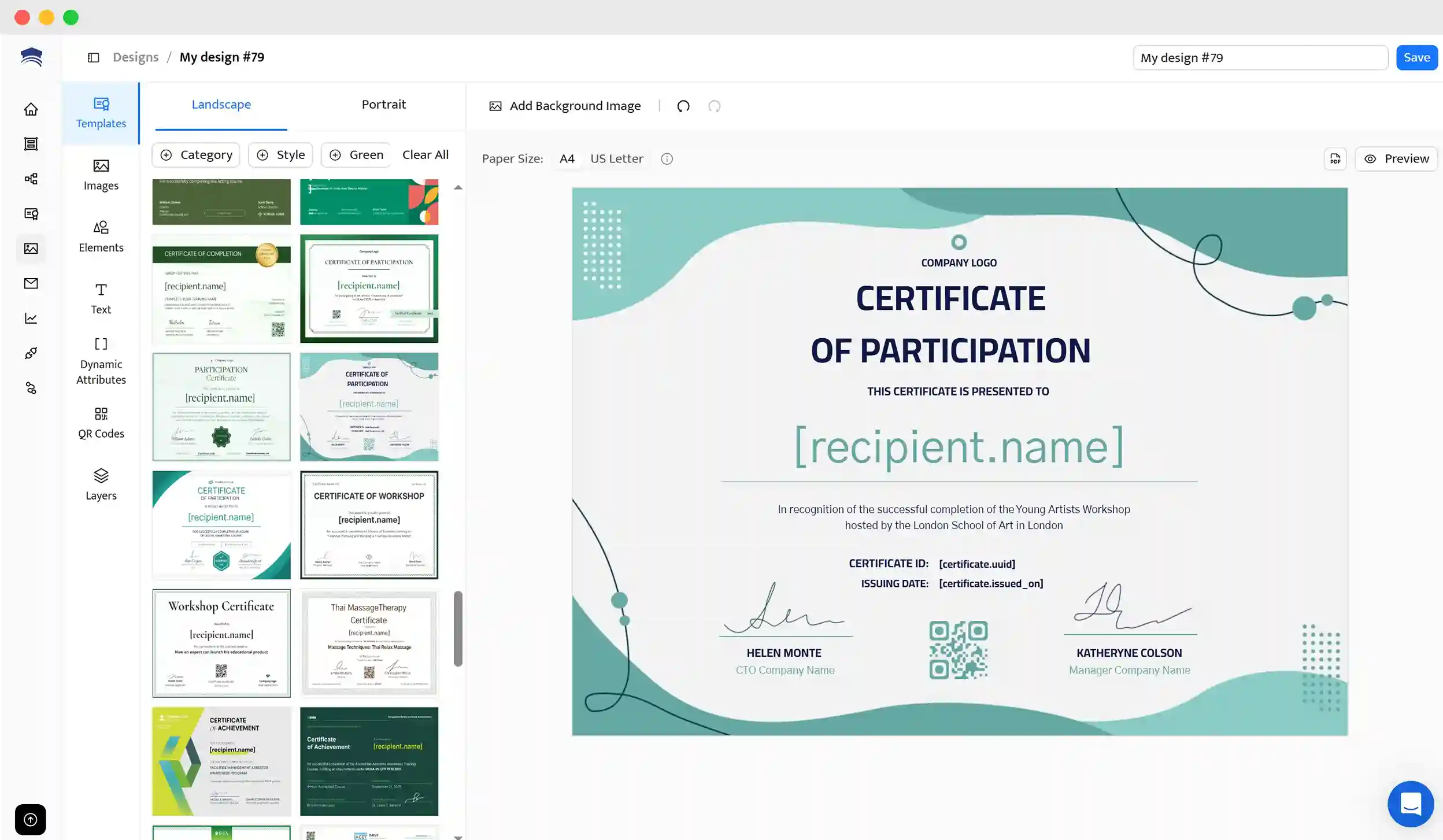 Creating a new survey certificate template in Certifier. Creating a new survey certificate template in Certifier.