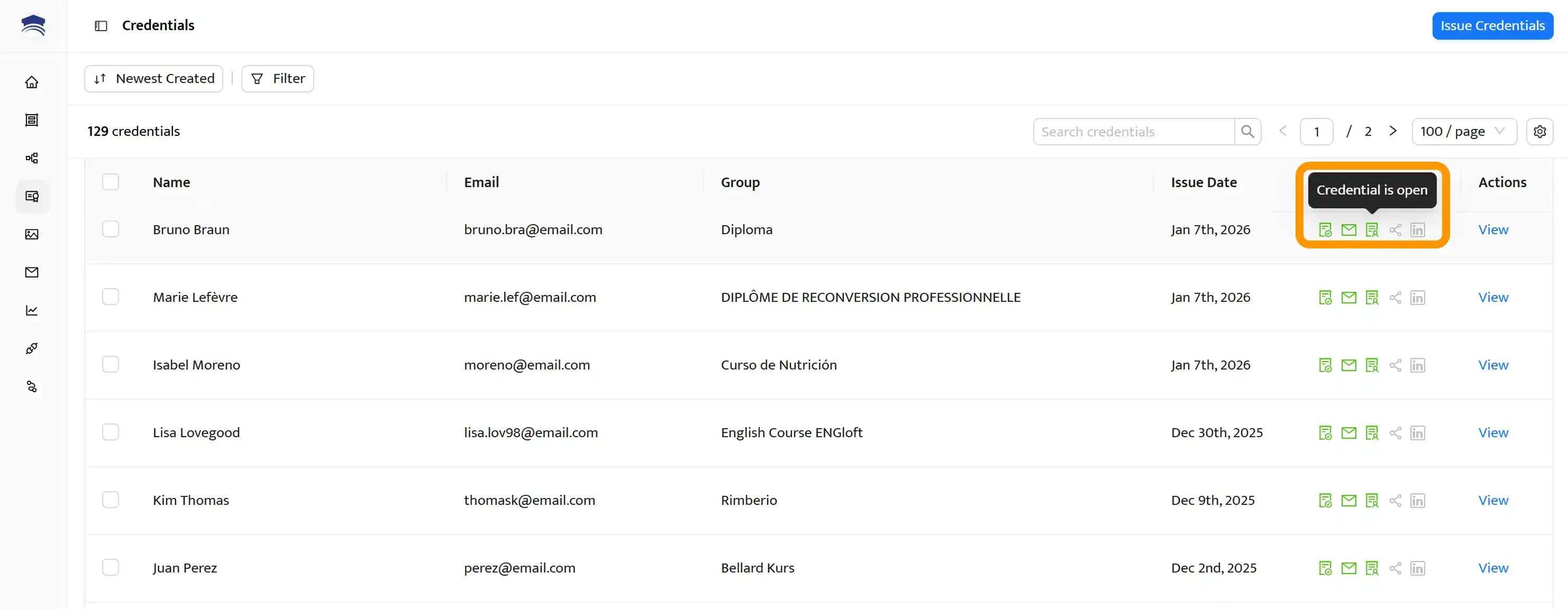 A close-up of Certifier’s dashboard where issuers can track certificates’ performance. A close-up of Certifier’s dashboard where issuers can track certificates’ performance.