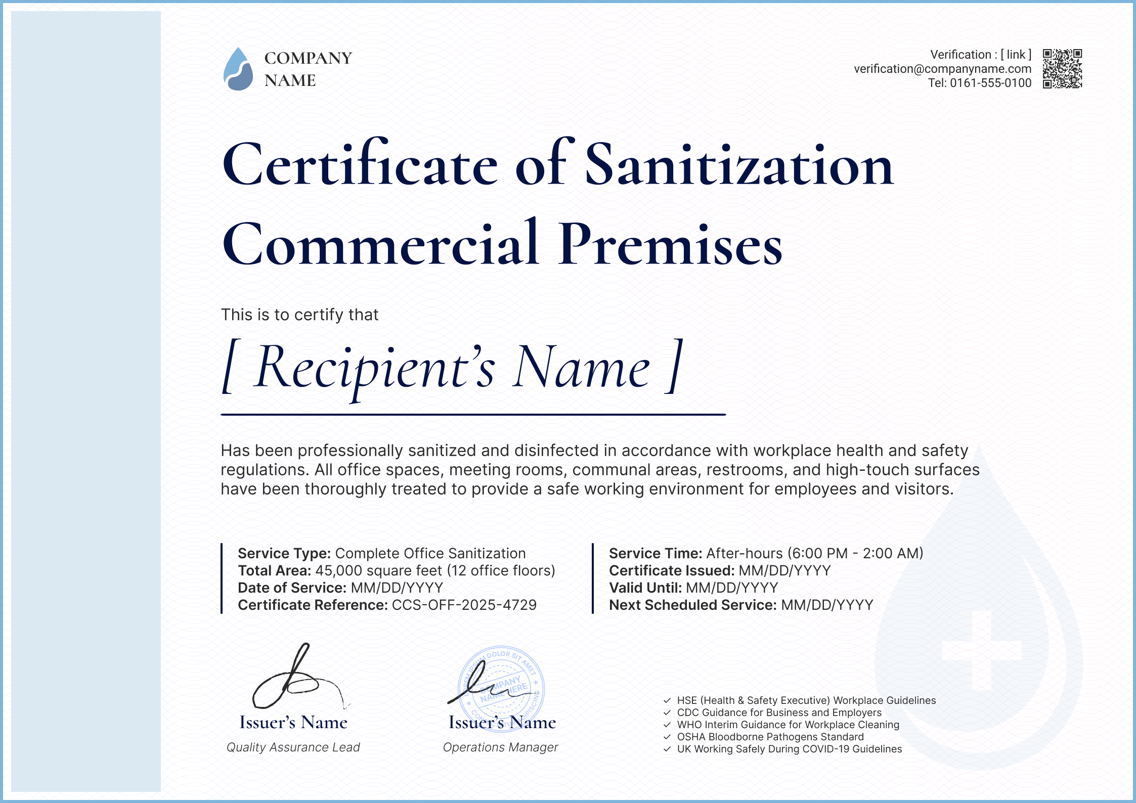 Simple and clear certificate of sanitization template