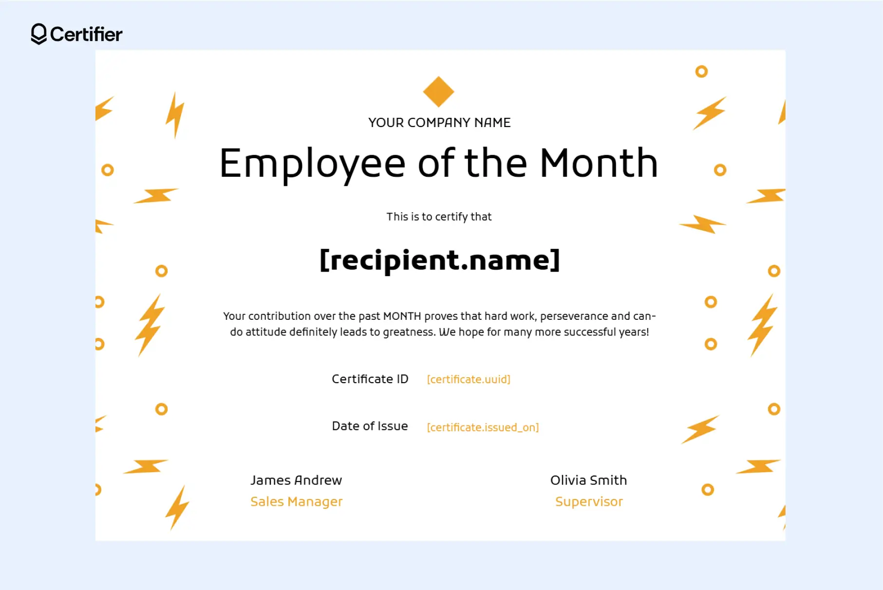 One of the recognition certificate examples for employees in bright colors. One of the recognition certificate examples for employees in bright colors.