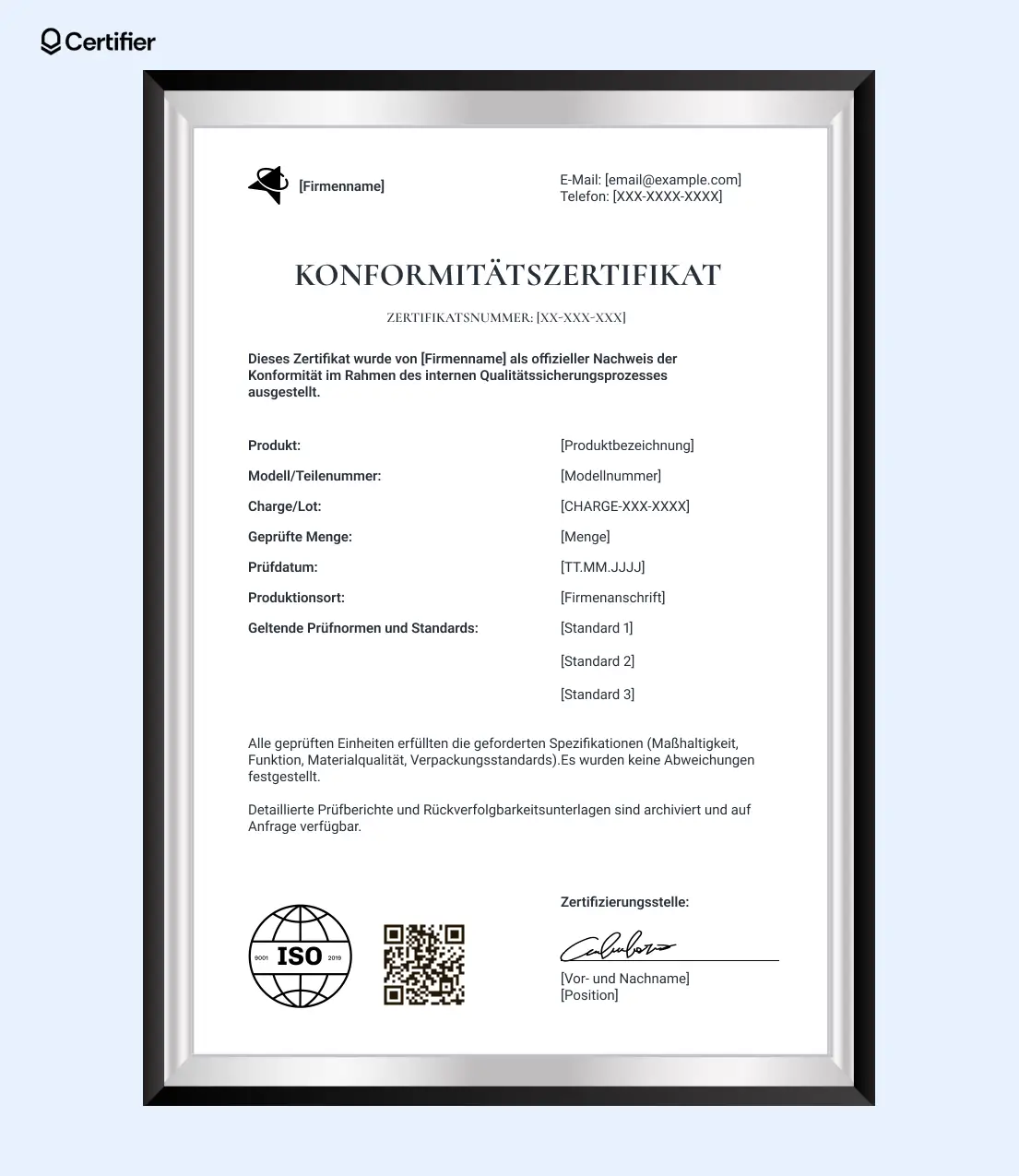 Goldfarbene Konformitätszertifikat Vorlage mit strukturierten Angaben zu Produkt, Standards und Konformität. Goldfarbene Konformitätszertifikat Vorlage mit strukturierten Angaben zu Produkt, Standards und Konformität.
