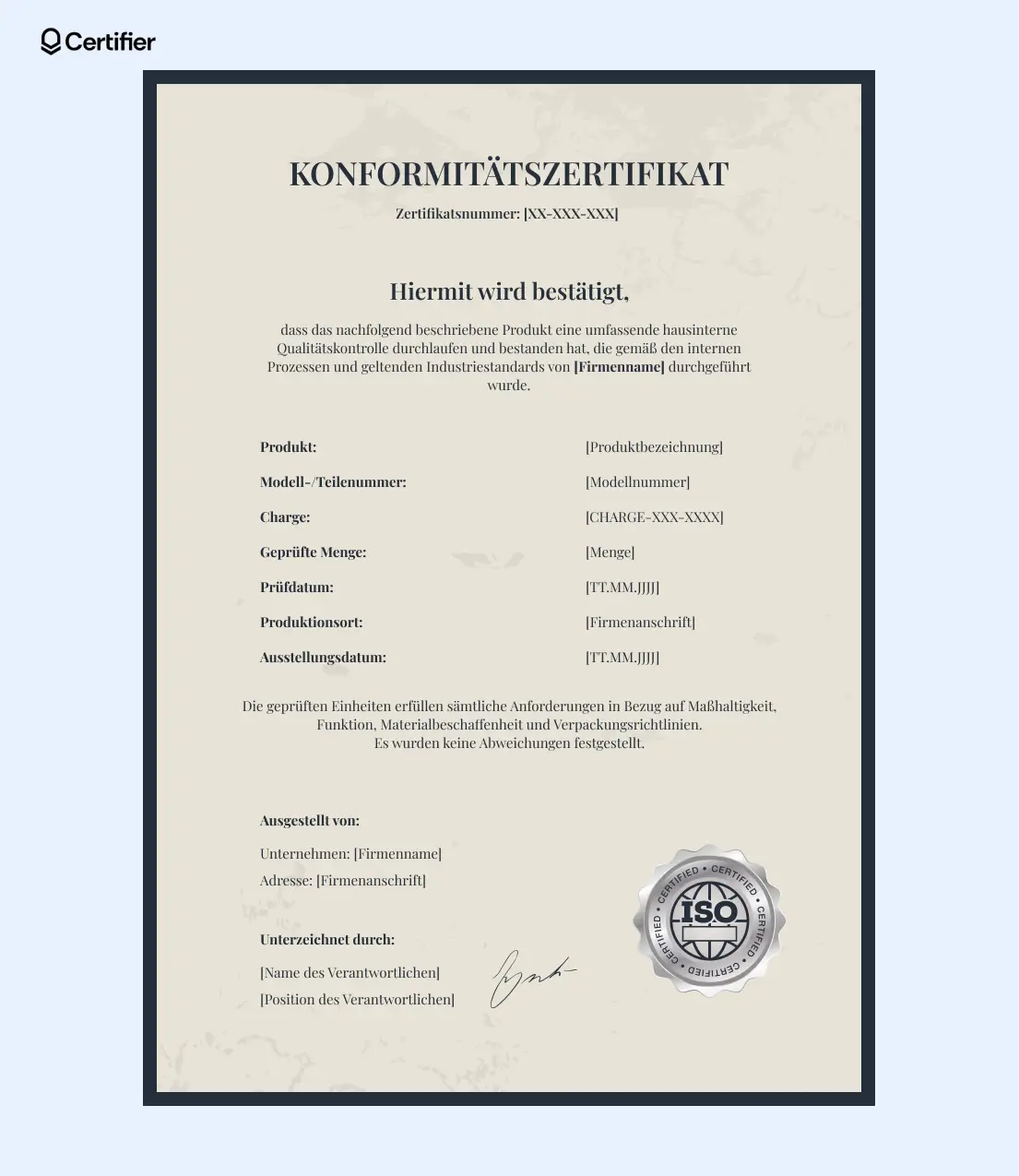 Dekorative Konformitätszertifikat (CoC) Vorlage mit leichtem Design und strukturierter Anordnung von Produktdaten. Dekorative Konformitätszertifikat (CoC) Vorlage mit leichtem Design und strukturierter Anordnung von Produktdaten.