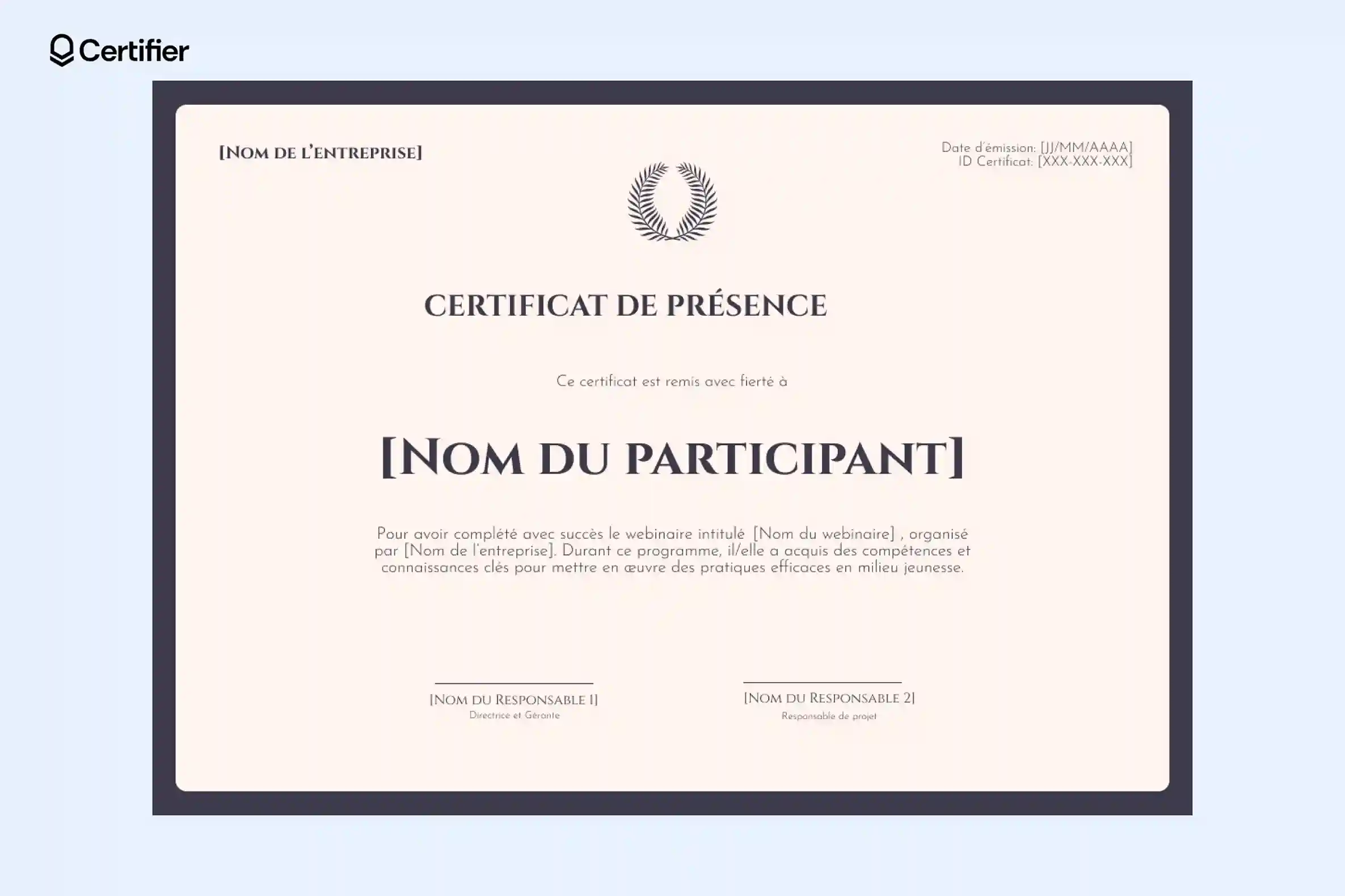 Certificat de présence simple et classique, attestation de présence PDF. Certificat de présence simple et classique, attestation de présence PDF.