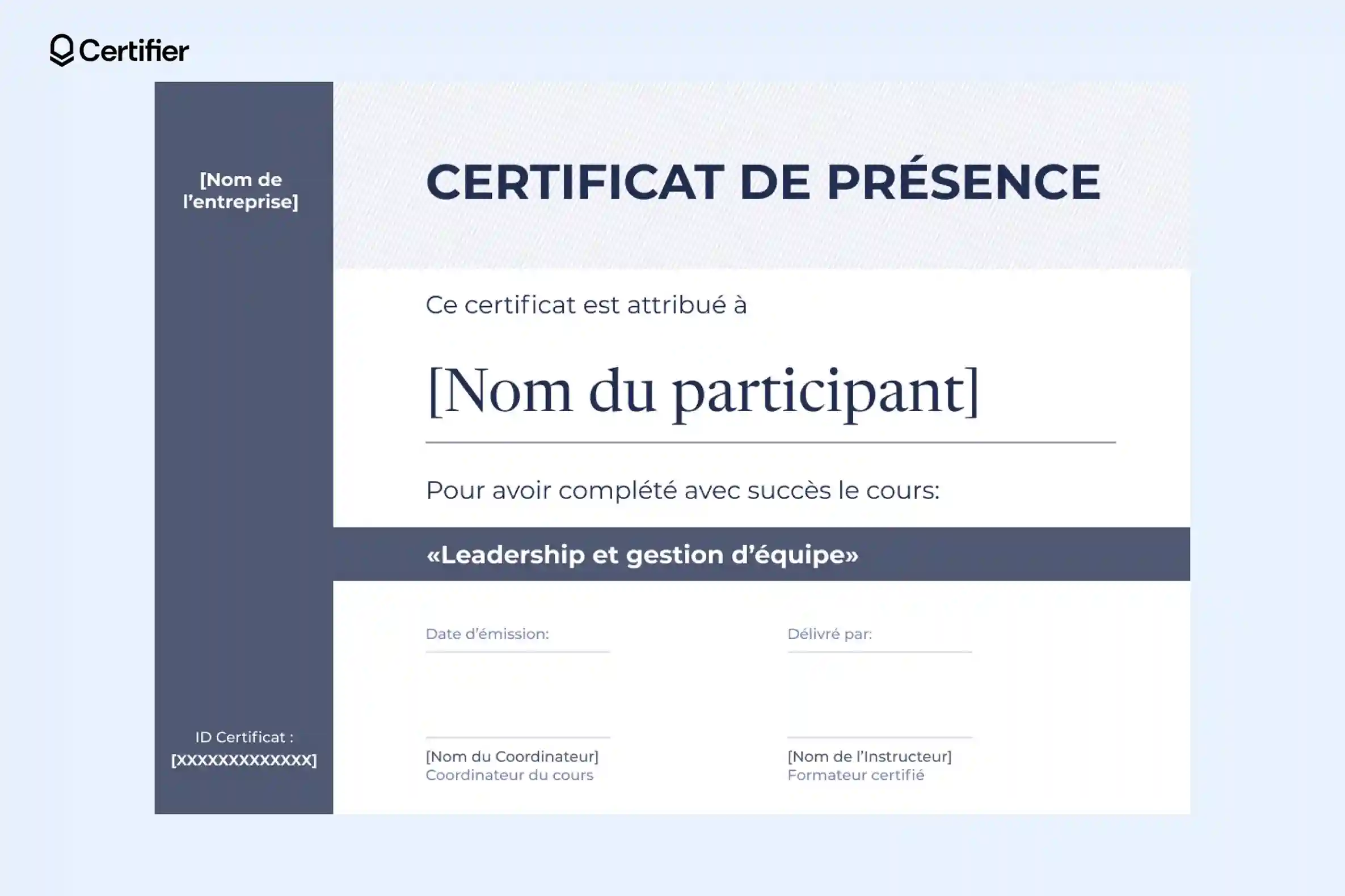 Modèle attestation de présence gris sobre au design structuré. Modèle attestation de présence gris sobre au design structuré.