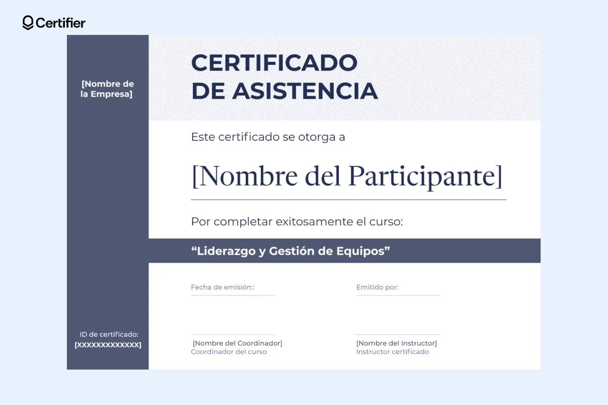 Certificado de asistencia en gris con diseño claro y minimalista. Certificado de asistencia en gris con diseño claro y minimalista.