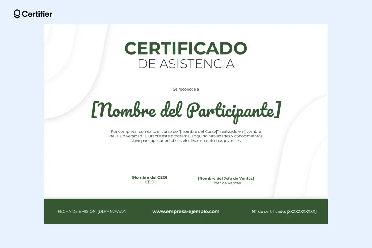 Certificado de asistencia con diseño moderno. Certificado de asistencia con diseño moderno.