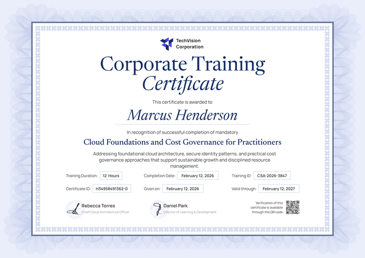 Sleek and violet corporate training certificate template