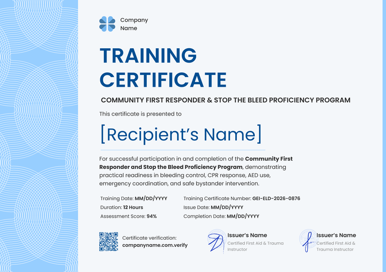 Polished and blue training certificate template