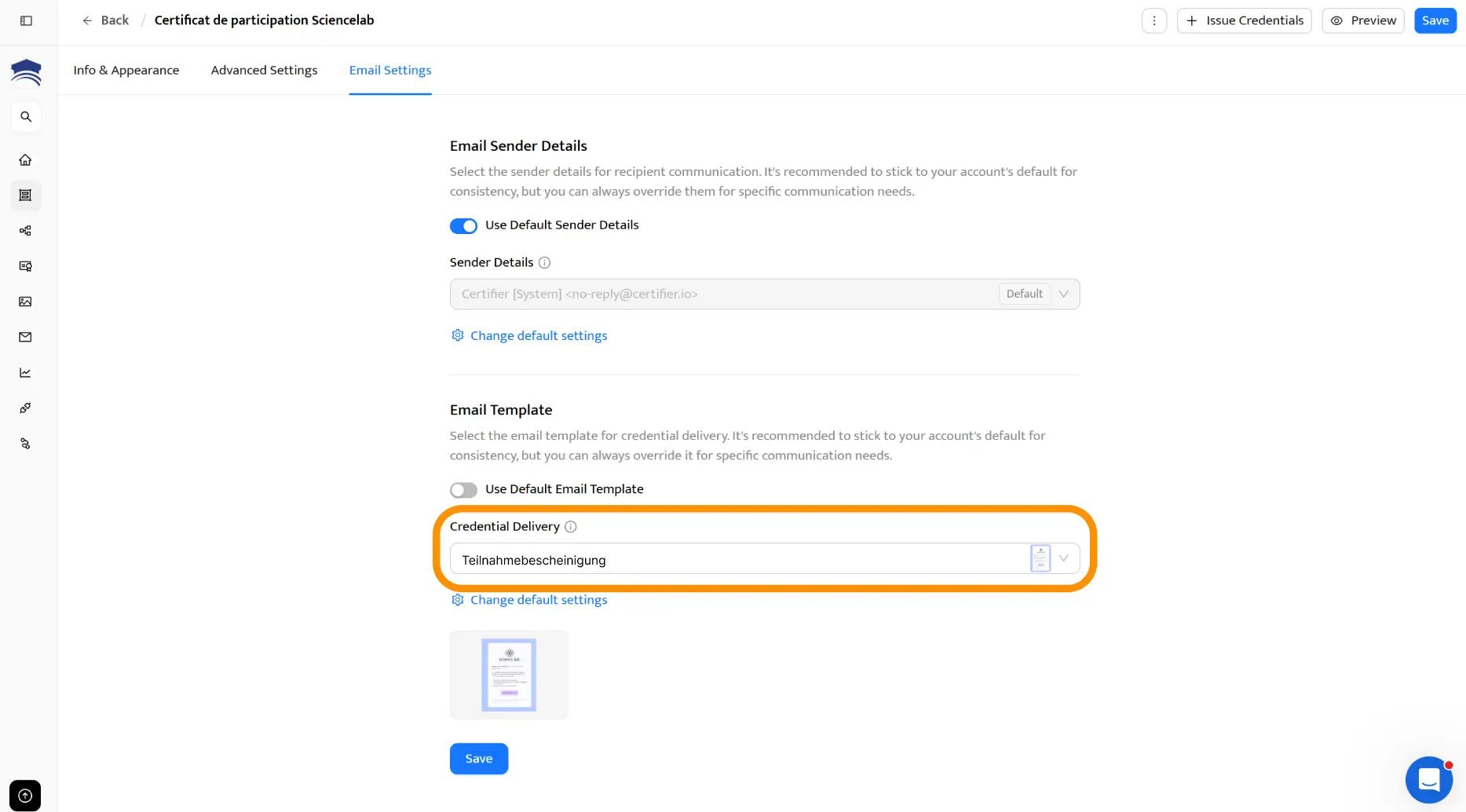 Certifier-Einstellungen für automatischen Versand, wenn Sie eine Teilnahmebescheinigung erstellen kostenlos. Certifier-Einstellungen für automatischen Versand, wenn Sie eine Teilnahmebescheinigung erstellen kostenlos.