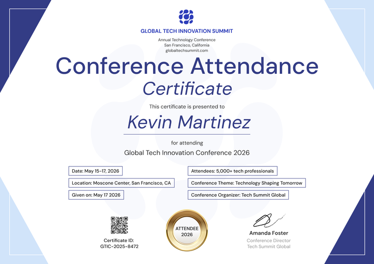 Participation Oceanic and blue hackathon attendance certificate template