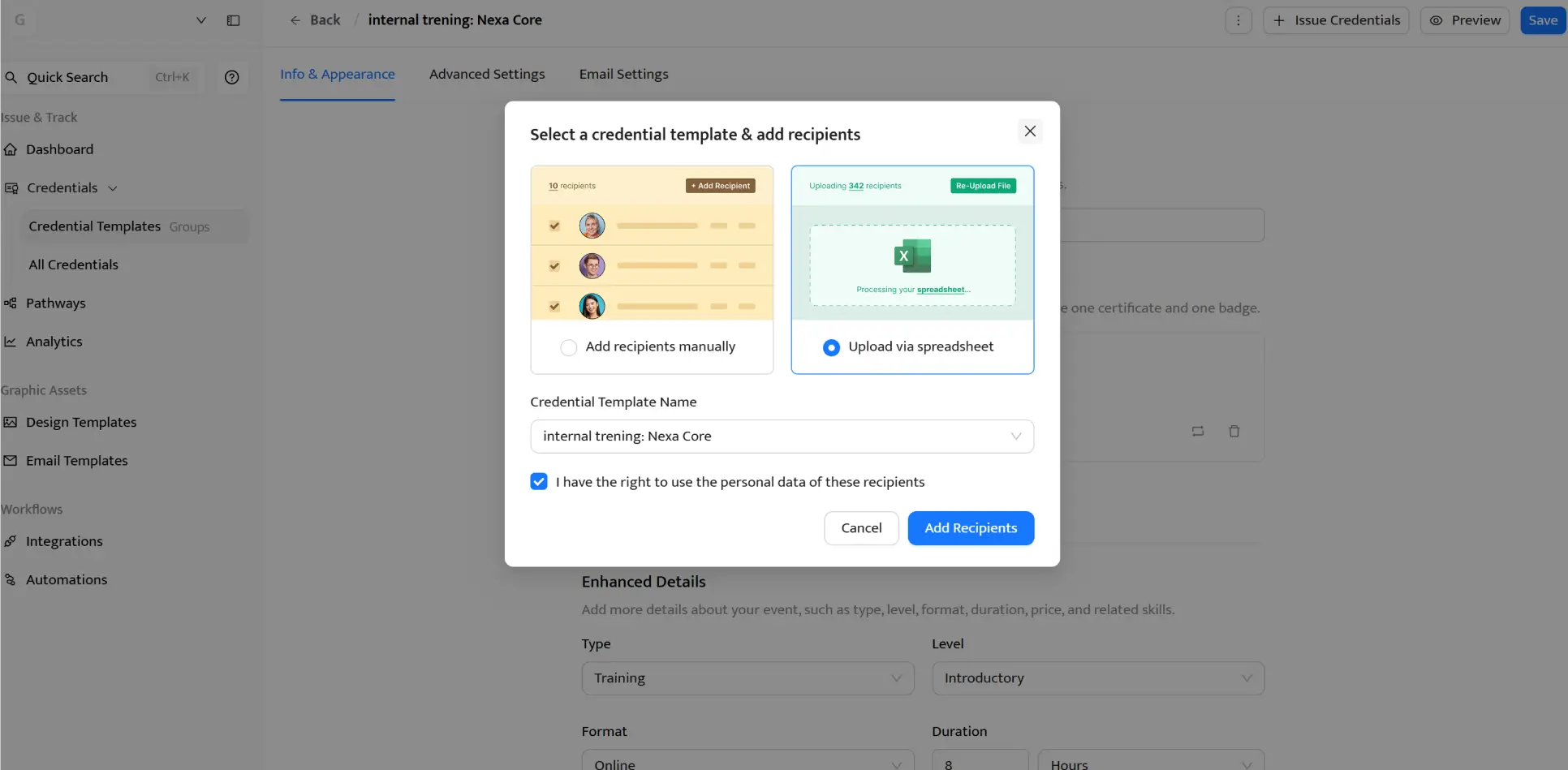 Certifier bulk CSV upload screen for issuing digital badges for employee training cohorts at scale–digital badges for internal training. Certifier bulk CSV upload screen for issuing digital badges for employee training cohorts at scale–digital badges for internal training.