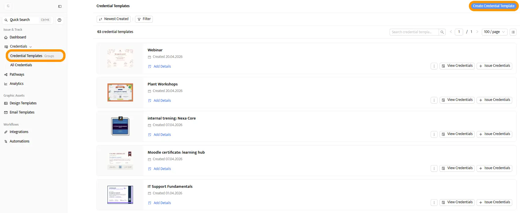 The Designs tab showing multiple course completed certificate templates with consistent color schemes and completion design templates. The Designs tab showing multiple course completed certificate templates with consistent color schemes and completion design templates.