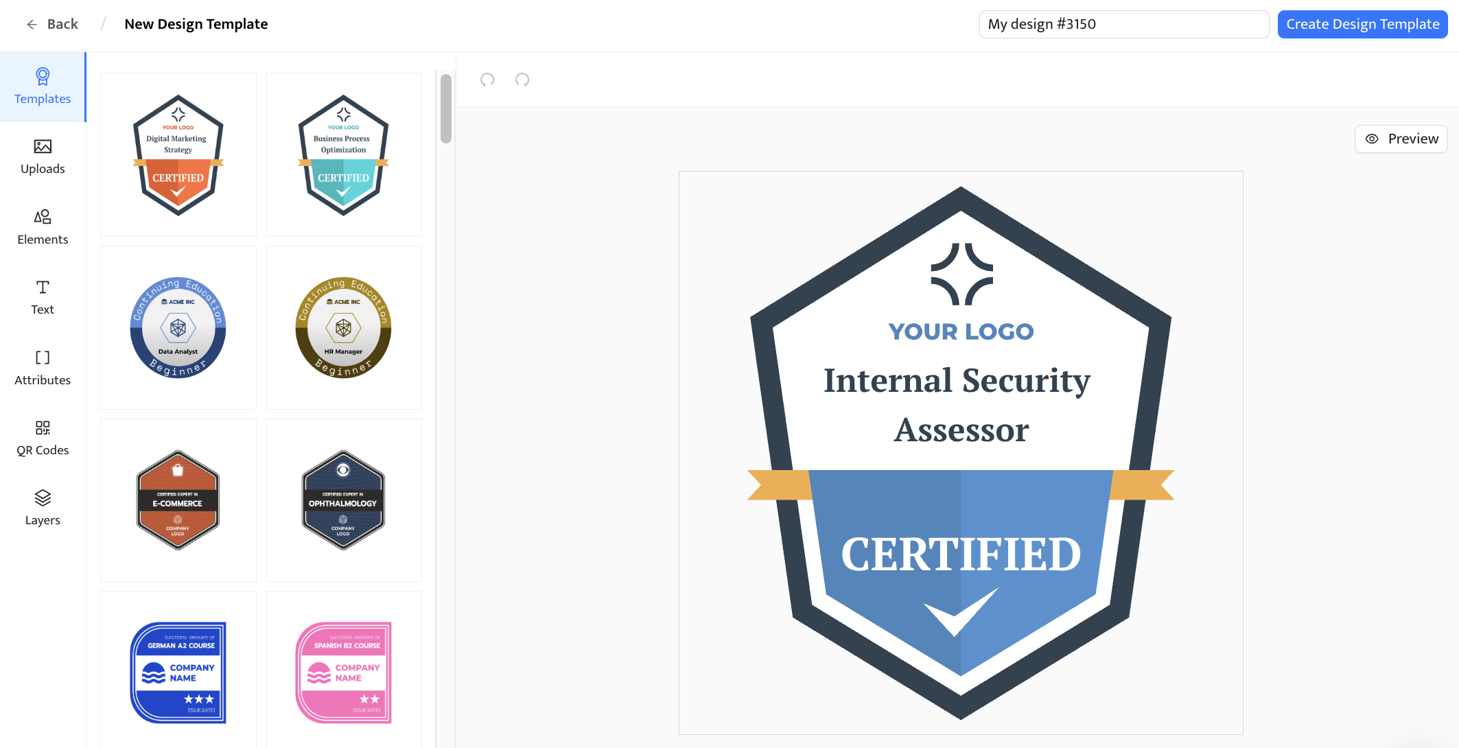 The image shows how badge template looks in Certifier app The image shows how badge template looks in Certifier app