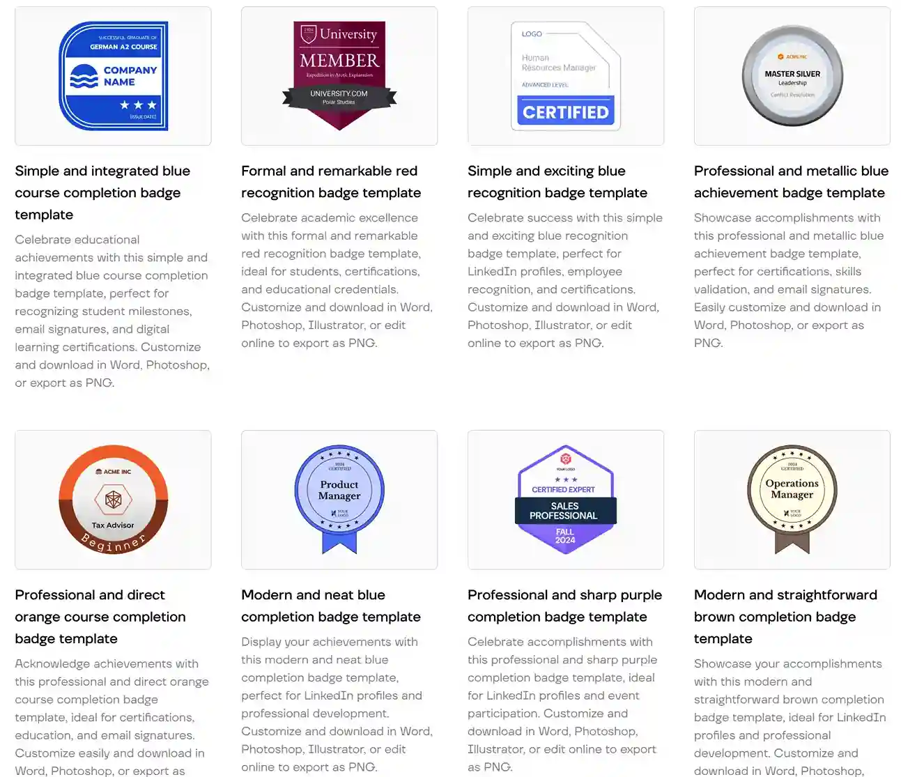 Badge and certificate templates optimized for social media sharing; available in Certifier’s template gallery. Badge and certificate templates optimized for social media sharing; available in Certifier’s template gallery.