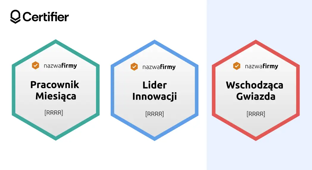 Jeden z przykładów odznak cyfrowych o kształcie heksagonalnym z prostym designem. Jeden z przykładów odznak cyfrowych o kształcie heksagonalnym z prostym designem.