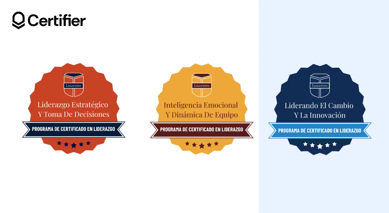 Diseño de insignia digital en amarillo, naranja y azul marino para líderes, con espacio para logotipo. Diseño de insignia digital en amarillo, naranja y azul marino para líderes, con espacio para logotipo.