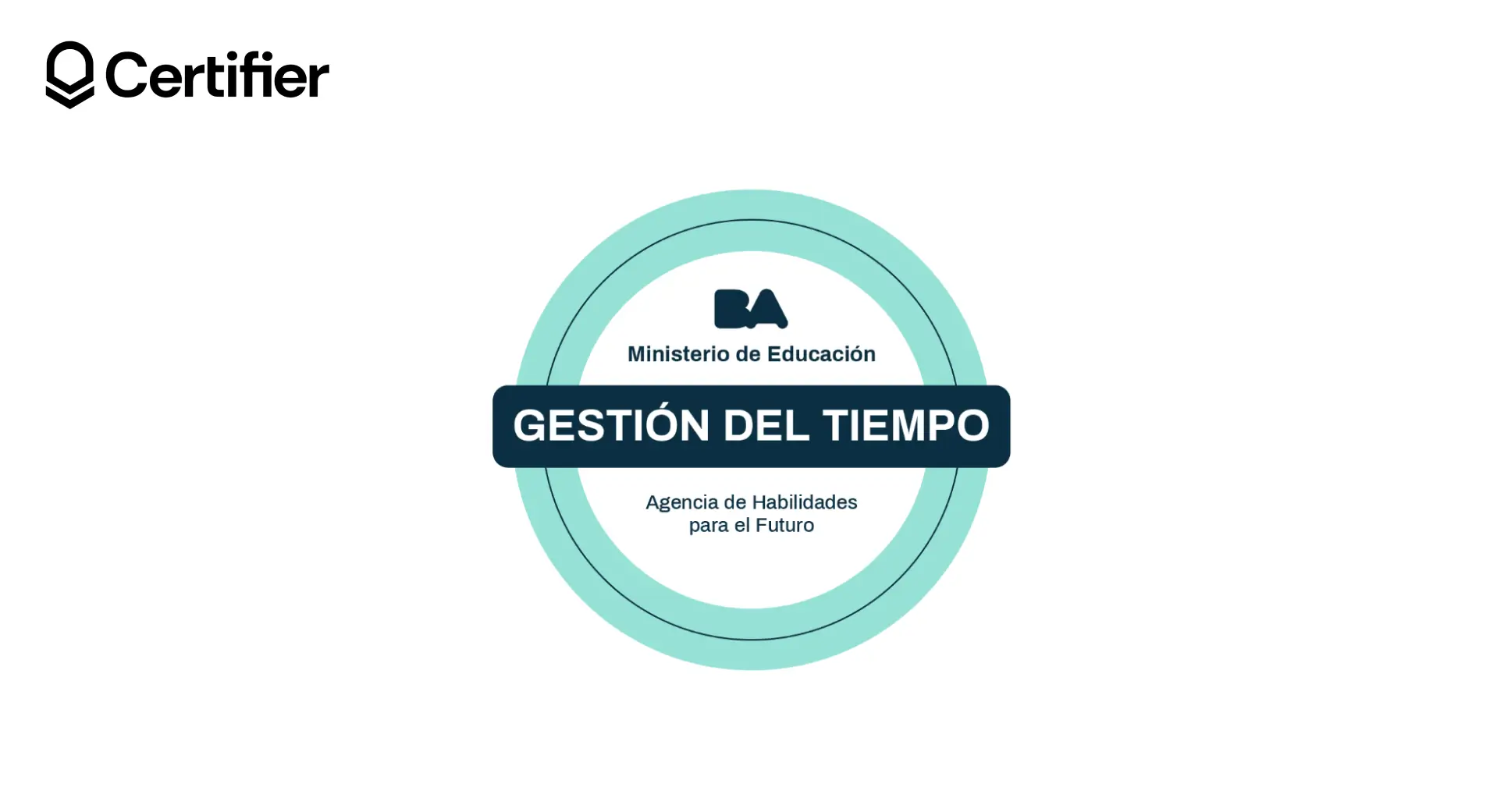 Diseño de insignia digital en español con el texto “Gestión del tiempo” del Ministerio de Educación de la Ciudad Autónoma de Buenos Aires. Diseño de insignia digital en español con el texto “Gestión del tiempo” del Ministerio de Educación de la Ciudad Autónoma de Buenos Aires.