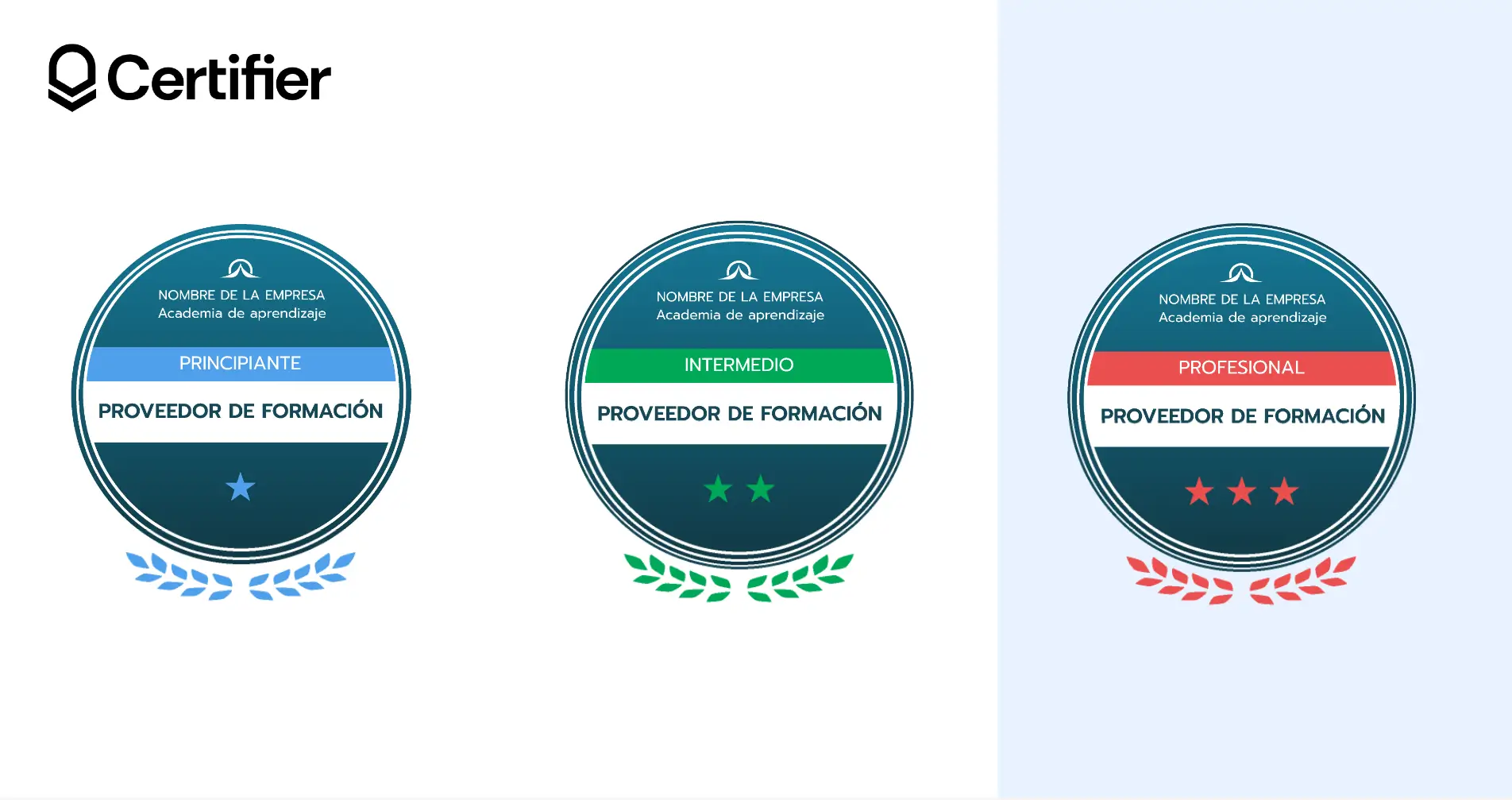 Diseño clásico de plantilla de insignia digital en formato circular con cintas, disponible en tres combinaciones de colores. Diseño clásico de plantilla de insignia digital en formato circular con cintas, disponible en tres combinaciones de colores.