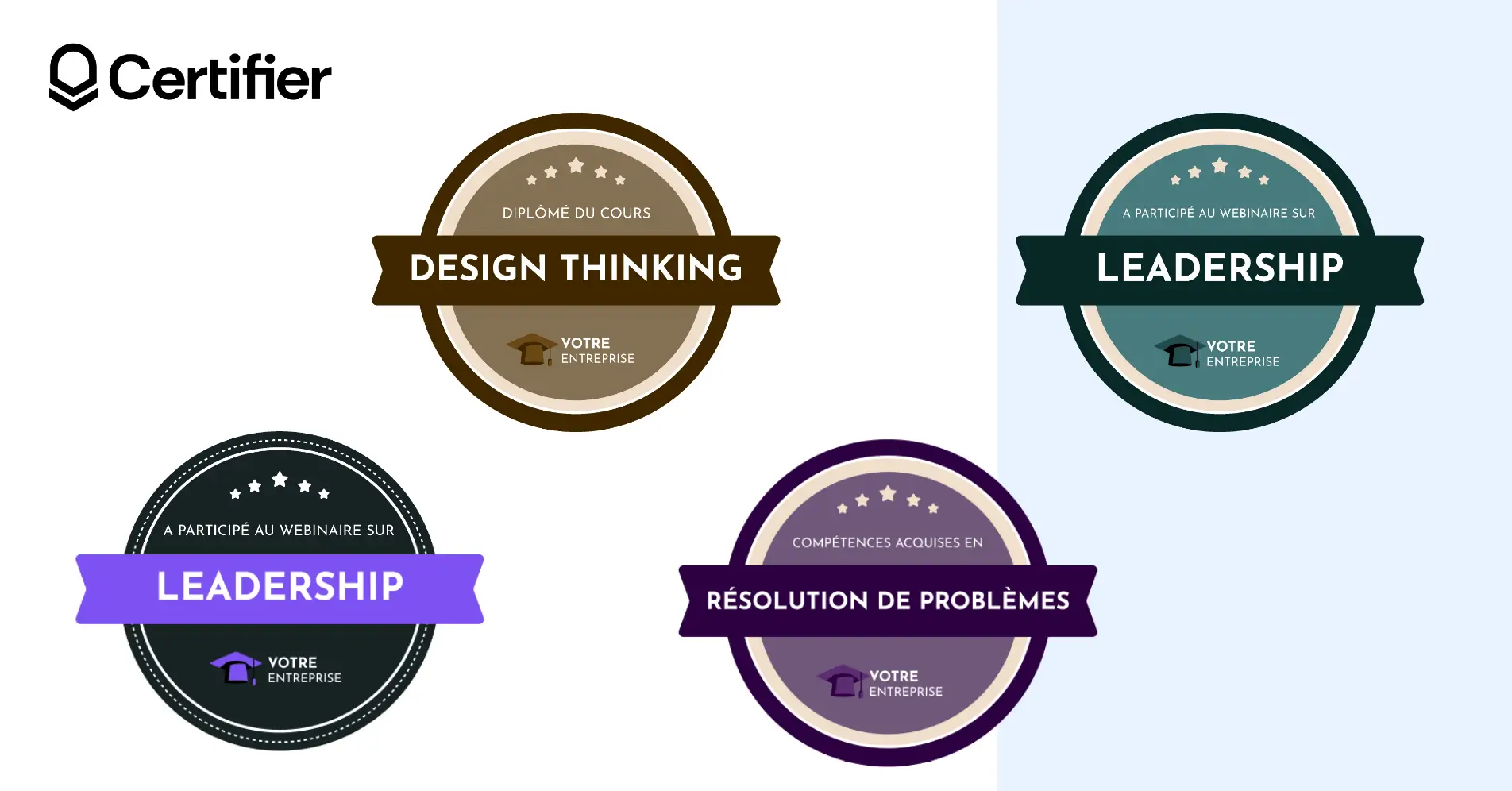 Modèles de badges minimalistes en trois tons avec ruban pour la reconnaissance. Modèles de badges minimalistes en trois tons avec ruban pour la reconnaissance.