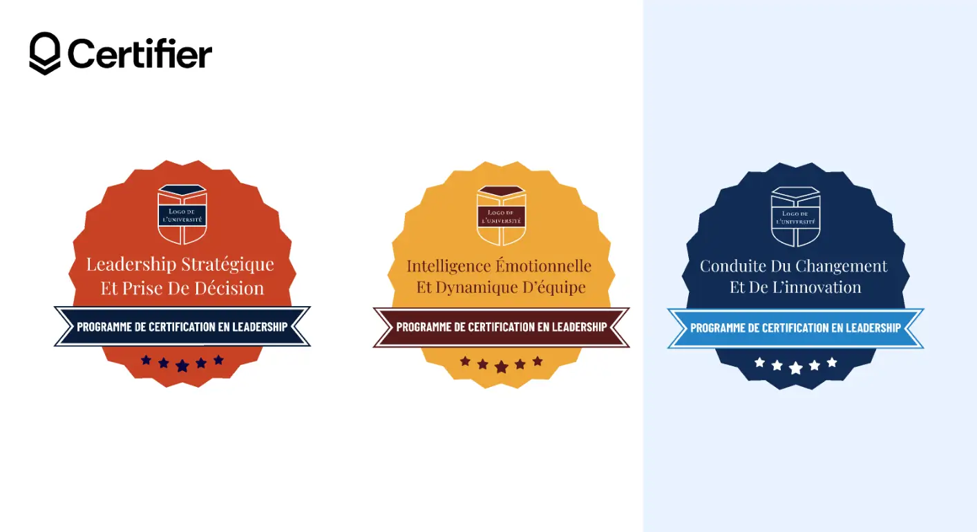 Design de badge numérique en jaune, orange et bleu marine pour leaders, avec espace pour logo. Design de badge numérique en jaune, orange et bleu marine pour leaders, avec espace pour logo.