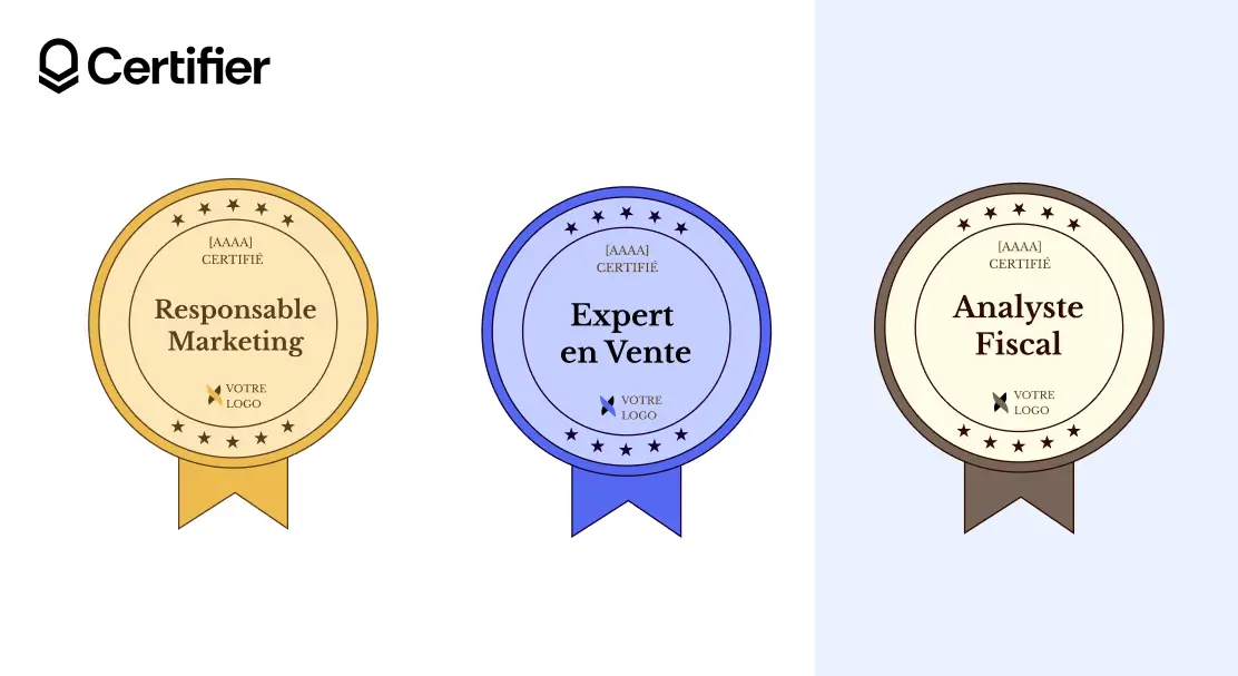 Modèles de badges colorés pour écoles et entreprises, en marron, jaune et bleu. Modèles de badges colorés pour écoles et entreprises, en marron, jaune et bleu.