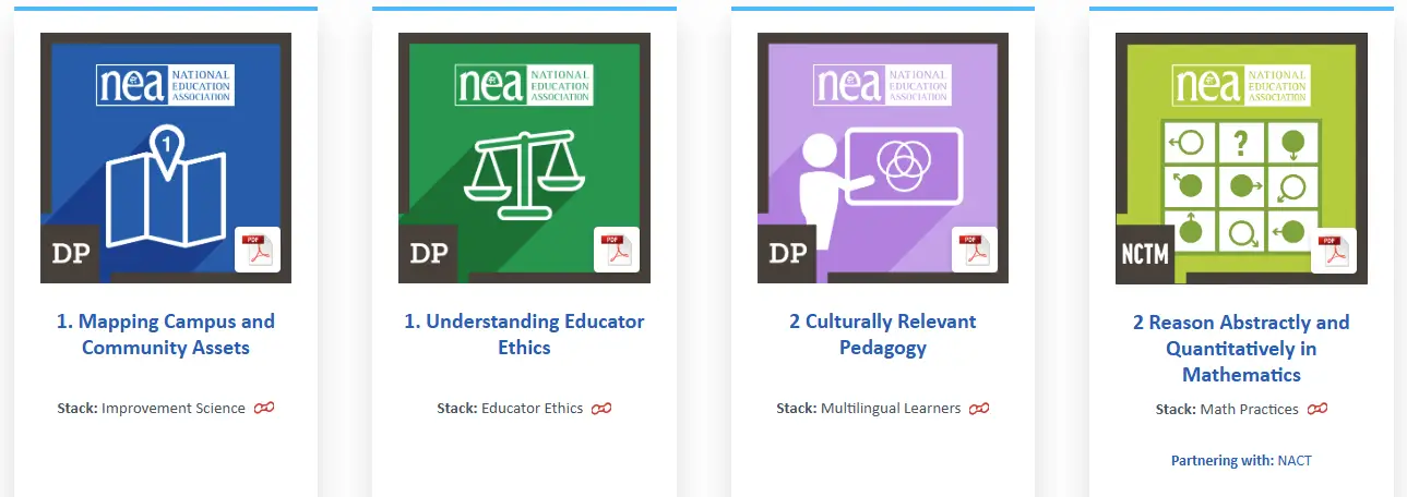 NEA teacher microcredentials examples for educator ethics, pedagogy, math practices, and community assets. NEA teacher microcredentials examples for educator ethics, pedagogy, math practices, and community assets.