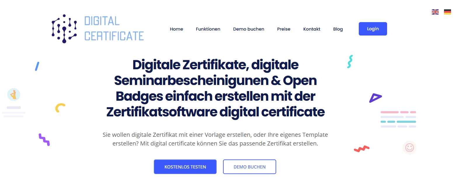 Digital Certificate, eine Credly-Alternative aus Deutschland mit Blockchain-Verifizierung. Digital Certificate, eine Credly-Alternative aus Deutschland mit Blockchain-Verifizierung.