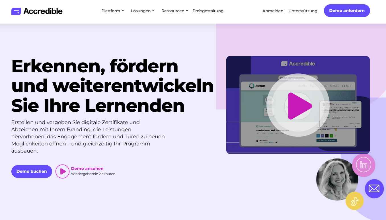 Accredible-Startseite – eine Alternative zu Credly. Accredible-Startseite – eine Alternative zu Credly.