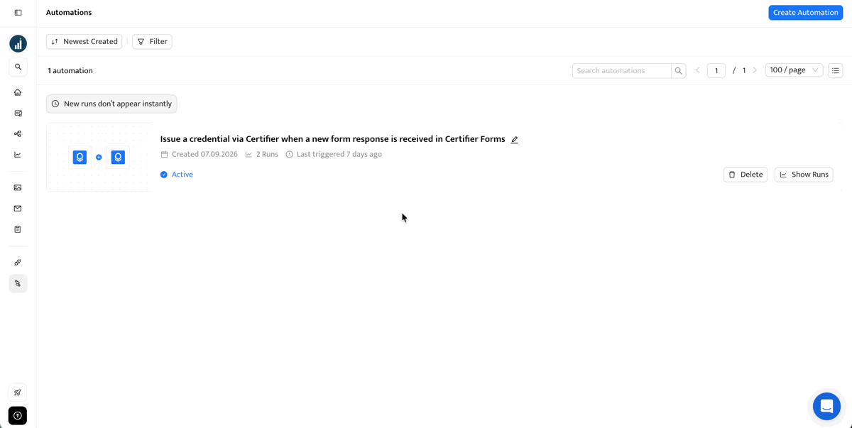 View automation runs View automation runs