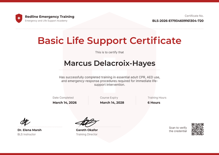 Completion Basic Life Support Certificate