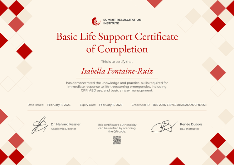 Completion Basic Life Support Certificate of Completion