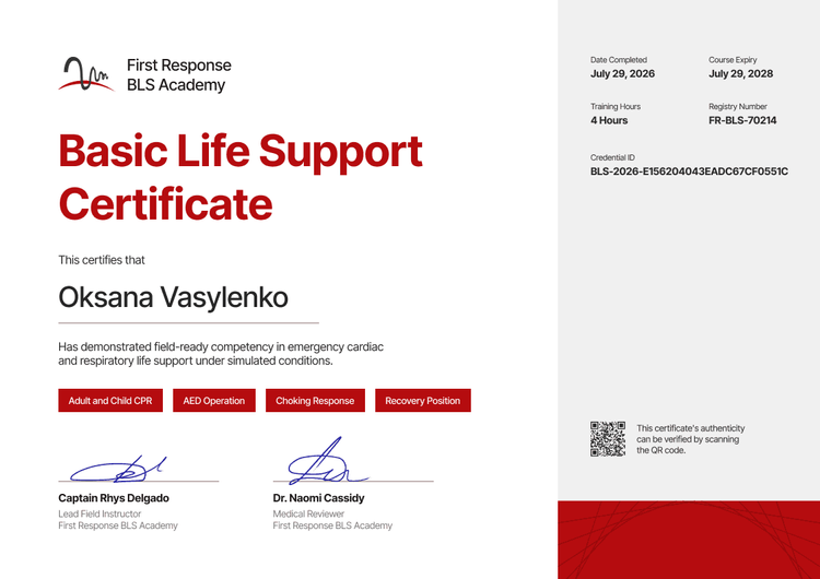 Training First Responder BLS Certificate