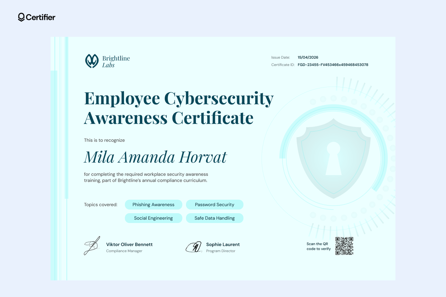 Free Cybersecurity Awareness Training Certificate & Badge Templates