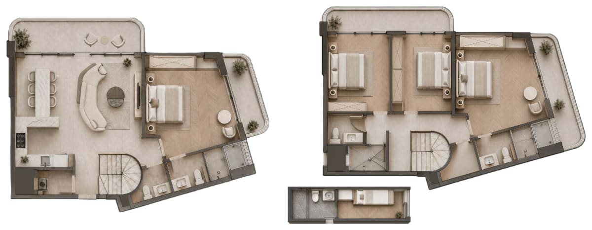 Architectural layout for 246 sqm Block A Unit A4 grand four-bedroom duplex with DSQ