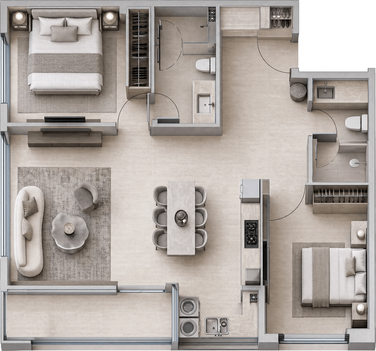 Type B1 Floor Plan: 80.2 sqm net internal area in Eastern and Western Blocks