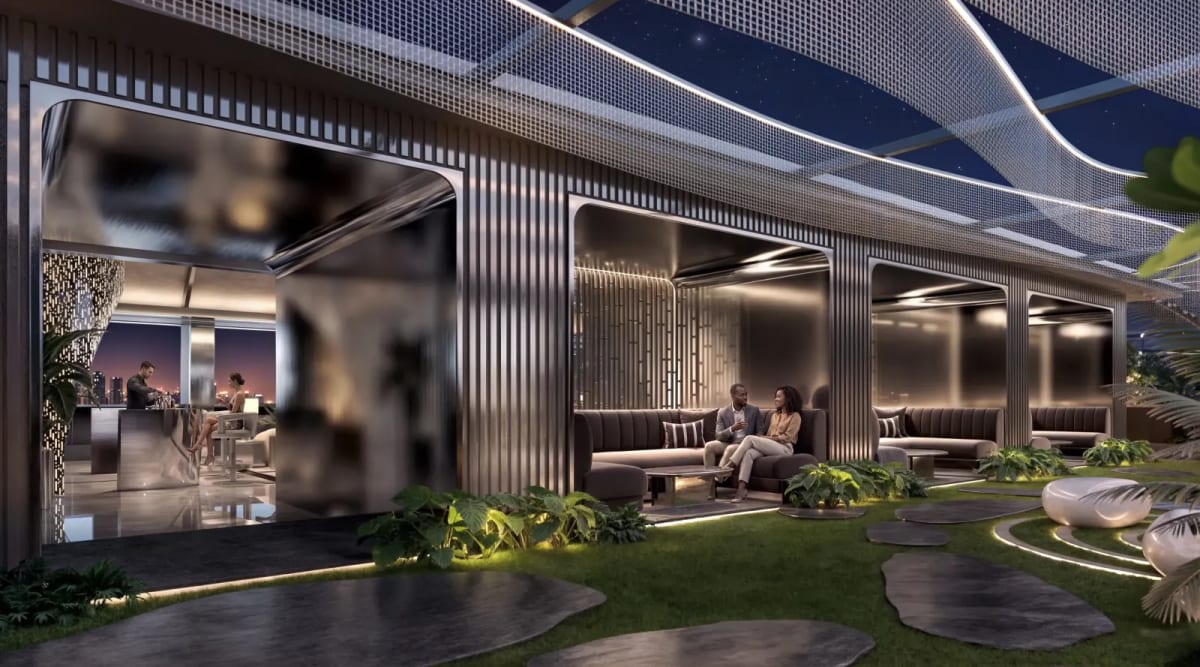 Open-air rooftop terrace designed for sunset dining, social gatherings, and private events