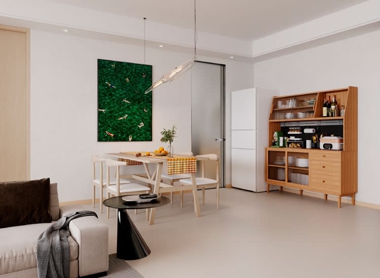 Proposed bright living room with floor-to-ceiling balcony glazing