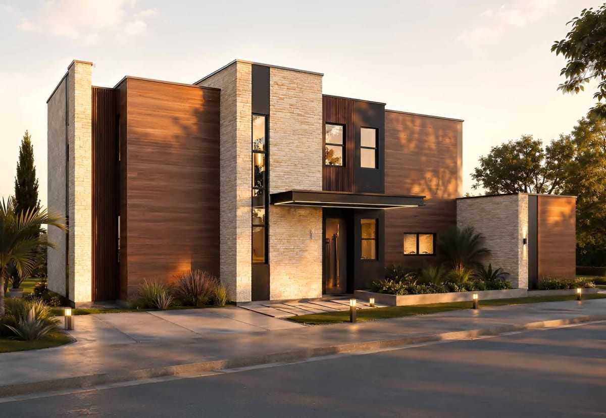 Front architectural facade of the 306 sqm flagship Sanctuary Signature Villa