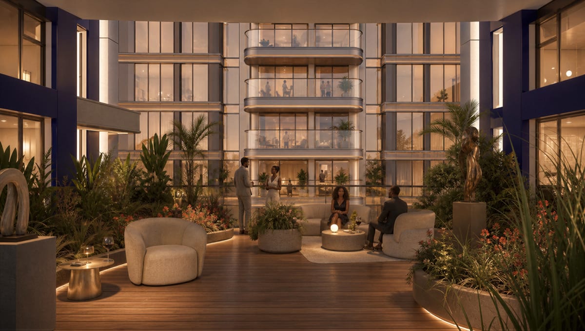 Panoramic residents sky garden terrace lounge providing tranquil elevated retreat above Westlands