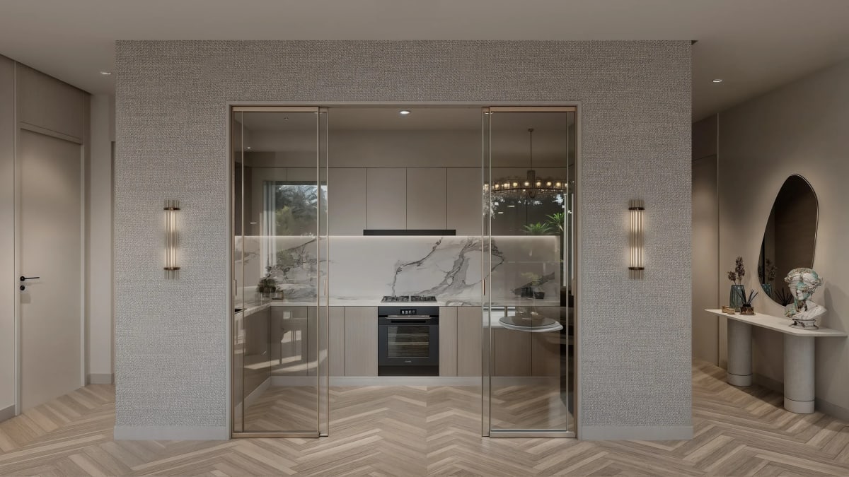 Gourmet Kitchen with Glass Enclosure