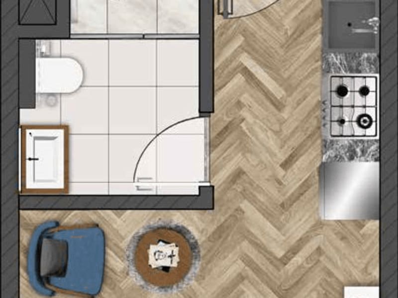 Studio Apartment (Type B) Layout & Visuals