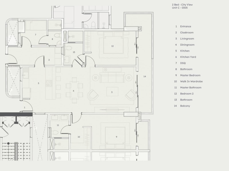 2-Bedroom Executive Residence Layout & Visuals