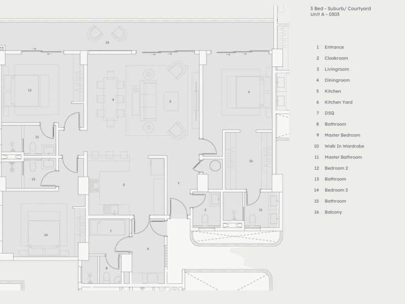 3-Bedroom Sky Residence Layout & Visuals