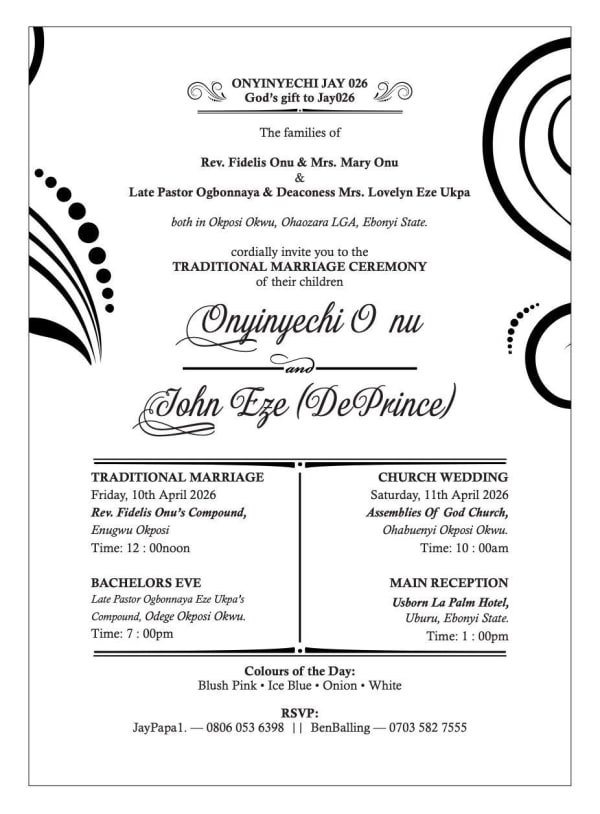Mr. John Eze's Wedding Ceremony